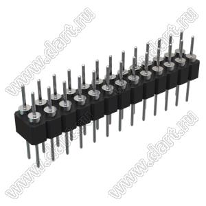 DS1004-2x13-F12 (PDLM-2x13 тип 2) вилка 2-х рядная прямая цанговая; P=2,54мм; 2x13-конт.