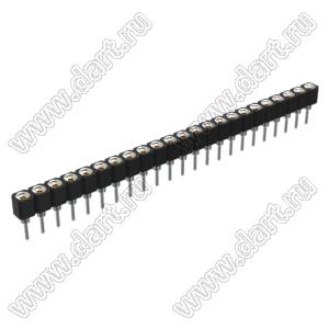 DS1002-01-1x23V13 (SCSL-23, PBSM-23, 6604S-23G-30) гнездо цанговое прямое однорядное для выводного монтажа; P=2,54мм; 23-конт.