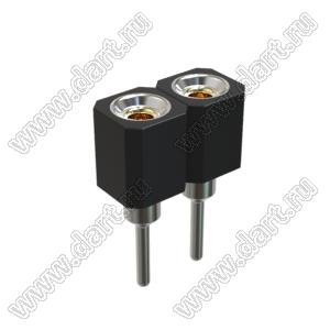 DS1002-02-1x026T1F6 (6831S-02) гнездо цанговое прямое однорядное для выводного монтажа; P=2,00мм; 2-конт.