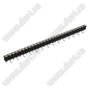 DS1002-01-1x29S13R1 (SCSL-029SMT, PBSM-1x29SMT) гнездо цанговое прямое однорядное для поверхностного (SMD) монтажа; P=2,54мм; 29-конт.