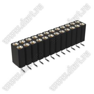DS1002-08-2x12S13700 гнездо цанговое прямое двухрядное для поверхностного (SMD) монтажа; P=2,54x2,54мм; 2x12-конт.