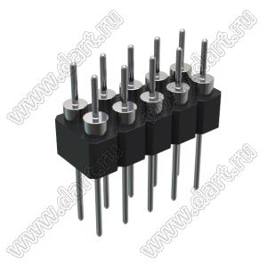DS1004-2x5-F13 (PDLM-2x5 тип 3) вилка 2-х рядная прямая цанговая; P=2,54мм; 2x5-конт.