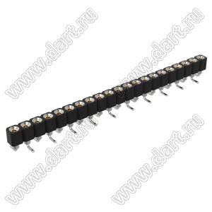 DS1002-01-1x21S13R1 (SCSL-021SMT, PBSM-1x21SMT) гнездо цанговое прямое однорядное для поверхностного (SMD) монтажа; P=2,54мм; 21-конт.