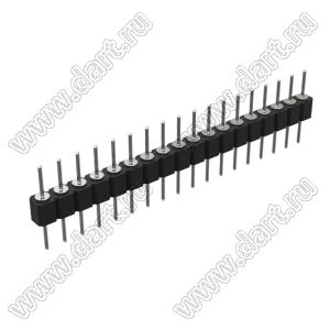 DS1004-1x18F14 (PSLM-18 тип 4) вилка цанговая прямая однорядная для выводного монтажа; P=2,54мм; 18-конт.