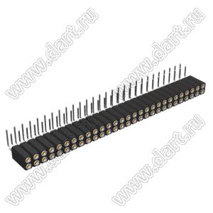 DS1002-08-2x28R13700 (7803R-28-70) гнездо цанговое угловое двухрядное для выводного монтажа; P=2,54x2,54мм; 2x28-конт.