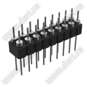 DS1004-2x9-F13 (PDLM-2x9 тип 3) вилка 2-х рядная прямая цанговая; P=2,54мм; 2x9-конт.