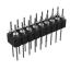 DS1004-2x9-F13 (PDLM-2x9 тип 3) вилка 2-х рядная прямая цанговая; P=2,54мм; 2x9-конт.