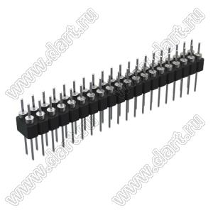 DS1004-2x20-F13 (PDLM-2x20 тип 3) вилка 2-х рядная прямая цанговая; P=2,54мм; 2x20-конт.