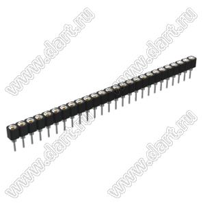 DS1002-01-1x26V13 (SCSL-26, PBSM-26, 6604S-26G-30) гнездо цанговое прямое однорядное для выводного монтажа; P=2,54мм; 26-конт.