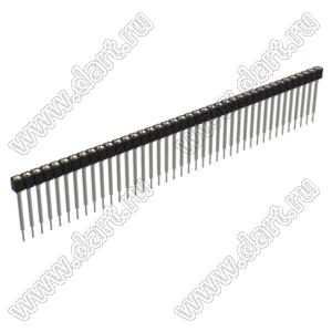 DS1002-07-1x401328 гнездо цанговое прямое однорядное приподнятое для выводного монтажа; P=2,54мм; 40-конт.