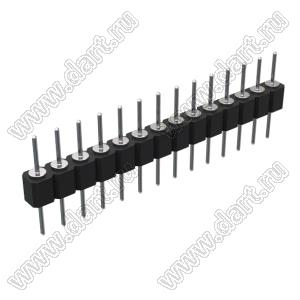 DS1004-1x14F14 (PSLM-14 тип 4) вилка цанговая прямая однорядная для выводного монтажа; P=2,54мм; 14-конт.