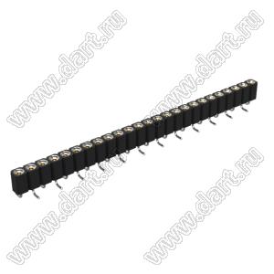DS1002-08-1x25S13420 гнездо цанговое прямое однорядное для поверхностного (SMD) монтажа; P=2,54мм; 25-конт.