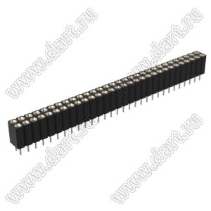 DS1002-03-2x306T1F6 (6803S-30-70) гнездо цанговое прямое двухрядное для выводного монтажа; P=2,54x2,54мм; 2x30-конт.