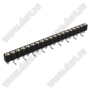 DS1002-01-1x19S13R1 (SCSL-019SMT, PBSM-1x19SMT) гнездо цанговое прямое однорядное для поверхностного (SMD) монтажа; P=2,54мм; 19-конт.