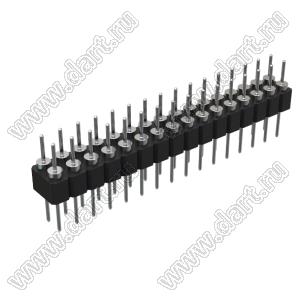 DS1004-2x16-F12 (PDLM-2x16 тип 2) вилка 2-х рядная прямая цанговая; P=2,54мм; 2x16-конт.