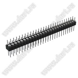 DS1004-2x27-F13 (PDLM-2x27 тип 3) вилка 2-х рядная прямая цанговая; P=2,54мм; 2x27-конт.