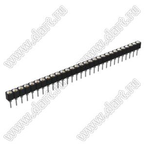 DS1002-01-1x29V13 (SCSL-29, PBSM-29, 6604S-29G-30) гнездо цанговое прямое однорядное для выводного монтажа; P=2,54мм; 29-конт.