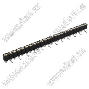 DS1002-01-1x24S13R1 (SCSL-024SMT, PBSM-1x24SMT) гнездо цанговое прямое однорядное для поверхностного (SMD) монтажа; P=2,54мм; 24-конт.