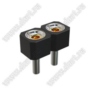 DS1002-05-1x0268 гнездо цанговое прямое однорядное для выводного монтажа; P=2,54мм; 2-конт.