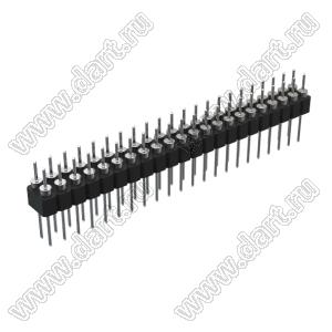 DS1004-2x22-F13 (PDLM-2x22 тип 3) вилка 2-х рядная прямая цанговая; P=2,54мм; 2x22-конт.