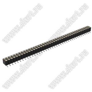 DS1002-08-2x40S13420 гнездо цанговое прямое двухрядное для поверхностного (SMD) монтажа; P=2,54x2,54мм; 2x40-конт.