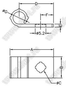 CDKW-9.2 фиксатор кабеля с креплением винтом M5; нейлон-66 (UL); натуральный; C=2,8мм