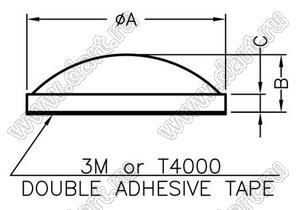 RF21.6-11A ножка приборная, самоклеящаяся; 21,6x11,0мм; резина; черный