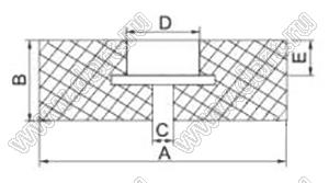 KOH2507G ножка приборная; 25,0x7,0мм; резина серая