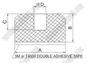 KOOT1407G ножка приборная; 14,0x7,0мм; резина серая