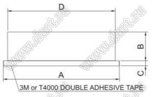 KOBT1204W (XDTW1204) ножка приборная; 12,6x6,8мм; резина прозрачная