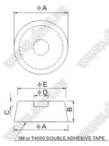 KROT1506W (XDTW1506) ножка приборная; 15,0x10,0мм; резина белая