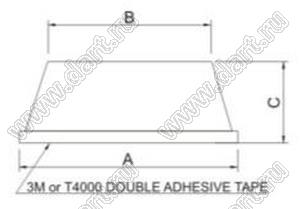 KRT1908W ножка приборная; 19,0x8,0мм; резина белая