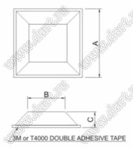 KTT1307G ножка приборная; 12,7x12,7x6,5мм; резина серая