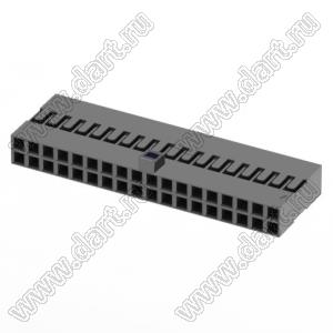KR2006H-2X18P-2 розетка двухрядная на провод; шаг 2,00мм; 2x18-конт.