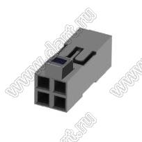 KR2006H-2X02P-2 розетка двухрядная на провод; шаг 2,00мм; 2x2-конт.
