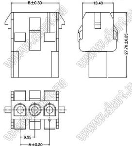 63080-04R (350780-1 MATE-N-LOK) корпус розетки на кабель; шаг 6,35мм; 4-конт.; пластик