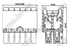 KF2EDGKS-3.5-2x8P-14 розетка однорядная на провод, под пружинные зажимы; шаг=3,5мм; I max=8/7А (UL/ICT); U=300/250В (UL/ICT); 16-конт.