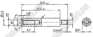 БКЯЮ.713231.006 втулка; L=32,8мм; l=27,3мм; L1=4,5мм; сталь оцинкованная