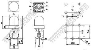 PB6146L-2 кнопка тактовая с подсветкой; желтый