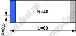 BLFPC P0,5 40PIN 60mm REV шлейф плоский сверхтонкий FFC/FPC; 40; длина 60мм; контакты на разных поверхностях