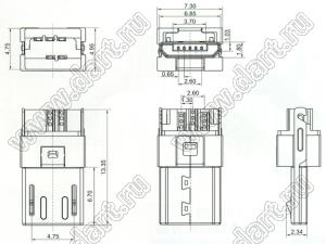 HW-MC-5M-03 разъем микро USB на кабель для заливного изолятора