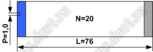 BLFPC P1,0 20PIN 76mm REV шлейф плоский, шаг 1,0мм 20 жил длина 76мм, контакты на разных поверхностях