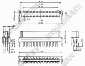 BL6411-F050SDG0PWT01 розетка SCSI DIP; 50-конт.