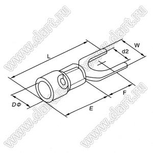 SV1.25-5S наконечник провода изолированный вилкообразный плоский, для провода; с сечением=0,5-1,5кв.мм; I max=19А; A.W.G.=22-16; красный