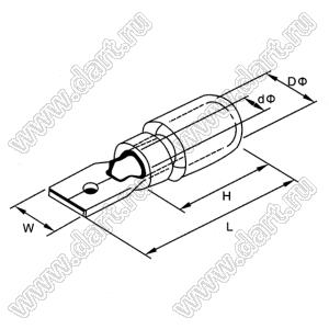 MDDN1.25-110(5) Наконечник кабельный неизолированный; s=0,5-1,5кв.мм; AWG 22-16; I max=10А; красный; латунь луженая/пластик