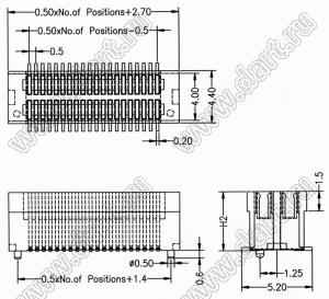BL3723-F022035G0ER01 розетка SMD сверхминиатюрная; P=0,5мм; 22-конт.; H2=3,50мм