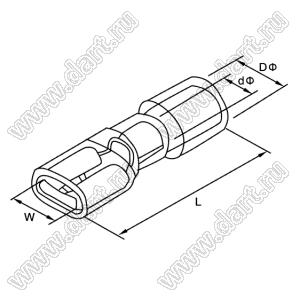 FDFD1.25-187D(5) Наконечник кабельный изолированный; s=0,5-1,5кв.мм; AWG 22-16; I max=10А; красный; латунь луженая/пластик