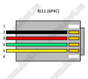 7001-6P4C (TP-6P4C)-PLUG вилка RJ-11 на кабель, 6 позиций, 4 контакта