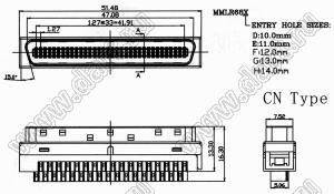 BL6330-M050SSG0MNA01 вилка прямая SCSI HPDB CN; 50-конт.