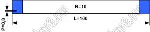 BLFPC P0,8 10PIN 100mm шлейф плоский, шаг 0,8мм 10 жил длина 100мм, контакты на одной поверхности